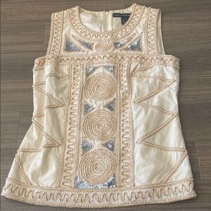 French Connection Beaded and Sequined Cream Top Camisole